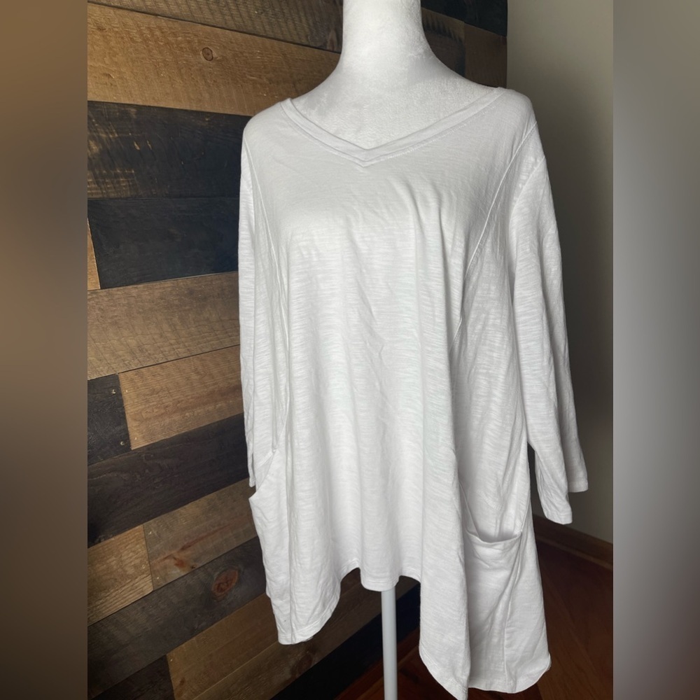 Sunday Dressbarn Simple White Cotton Tunic Size XL